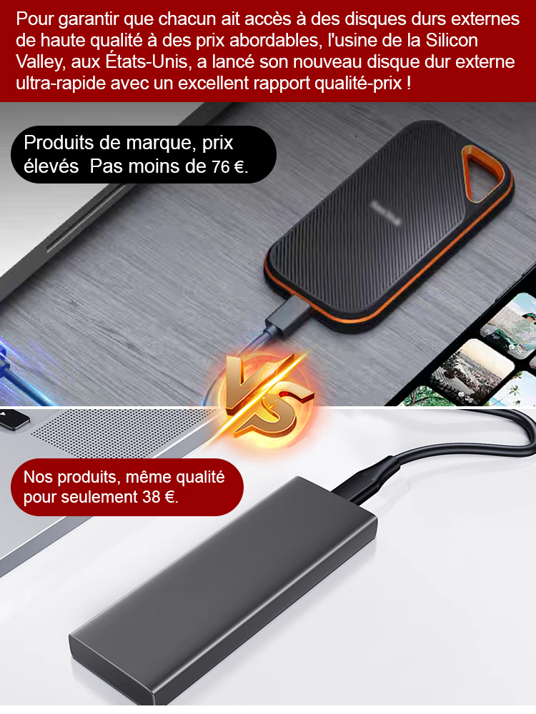 USB4.0 Gen3 : Disque SSD portable  haute vitesse : Transmission stable  et sans perte
