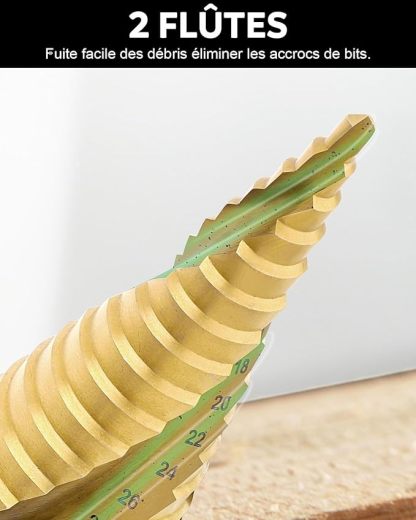 3PCS Foret Fraise Meche Etage, HSS Inox Metal, 4-12/20/32mm, Triangle Conique Titane, avec Tige Hexagone, Pour Visseuse Percage sur Acier, Laiton, Bois, Plastique