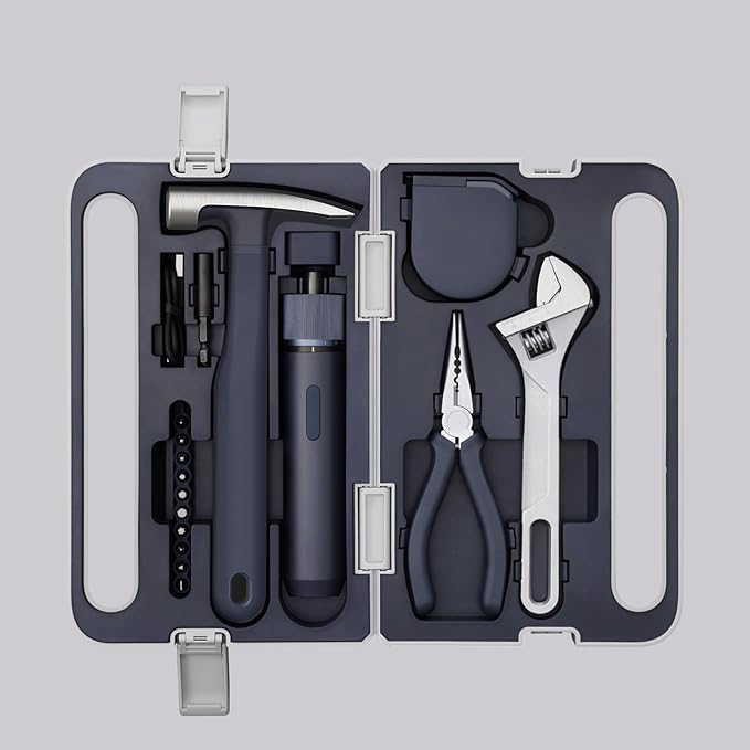Boîte à Outils avec Visseuse sans Fil 3,6V, Mallette à Outils Complète, Tournevis Électrique à 3 Couples, pour la Réparation à Domicile et Utilisation Quotidienne
