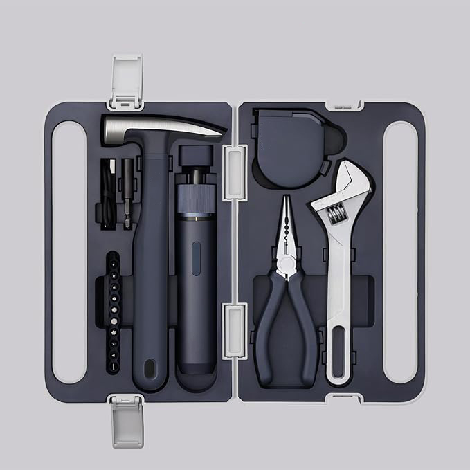 Boîte à Outils avec Visseuse sans Fil 3,6V, Mallette à Outils Complète, Tournevis Électrique à 3 Couples, pour la Réparation à Domicile et Utilisation Quotidienne