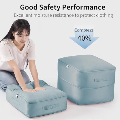 2 Pièces Ultra Gain de Place Organiseur Auto-Compressif, Boîte de Rangement Sous le Lit, Sac de Rangement pour Couettes et Vêtements - Gris XL