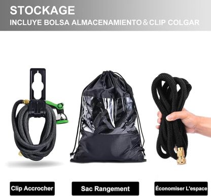 Tuyau d'arrosage Extensible 15m, Upgraded, Tuyau Flexible＆Léger avec 10 Modes d'arrosage pour Irrigation, Raccords Cuivre Haute Qualité,Nettoyage du Jardin,Laver la Voiture, Baigner Animal