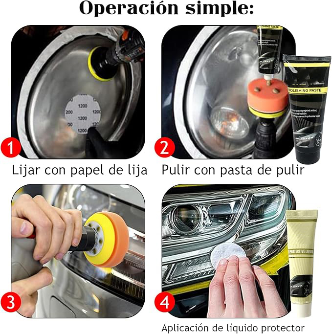 Kit de restauration de phares de voiture pour restauration de phares de voiture pour restaurer les phares troubles, restaurateur de phares jaunâtres ou usés