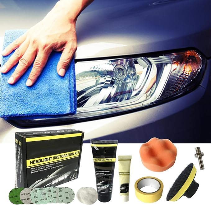 Kit de restauration de phares de voiture pour restauration de phares de voiture pour restaurer les phares troubles, restaurateur de phares jaunâtres ou usés