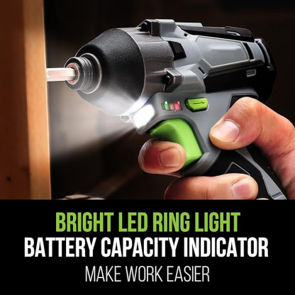  Visseuse à Choc sans Fil 12V avec Batterie 2,0A, Couple de 100N.m, 2000 tr/min, Clé à Choc avec Mandrin à Changement Rapide 6mm et Charge en 1 Heure, Lampe LED, 14 Accessoires et Sac à outils