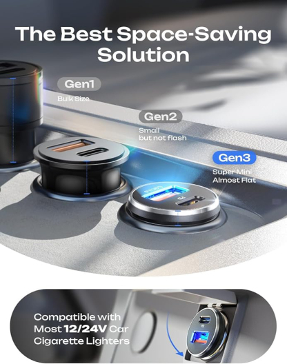 Adaptateur chargeur de voiture USB C 69 W 12 V Prise USB [USBC 36 W + PPS 33 W] 60 W Câble USB C PD3.0 Chargeur de téléphone de voiture allume-cigare Chargeur USB 