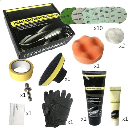 Kit de restauration de phares de voiture pour restauration de phares de voiture pour restaurer les phares troubles, restaurateur de phares jaunâtres ou usés