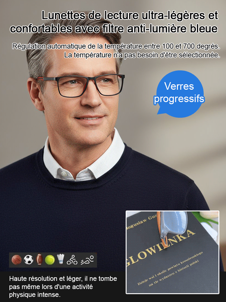 【✨-7,00D~+7,00D Autozoom pour une vision de près et de loin✨】Lunettes ultra-légères et confortables avec filtre bleu pour les personnes presbytes