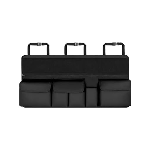 Organisateur Coffre Voiture Rangement avec 9 Poches, Multipurpose Organisateur de Coffre Sacs de Coffre de Voiture Pliables, Tissu Oxford imperméable(105 x 52 cm/noir)