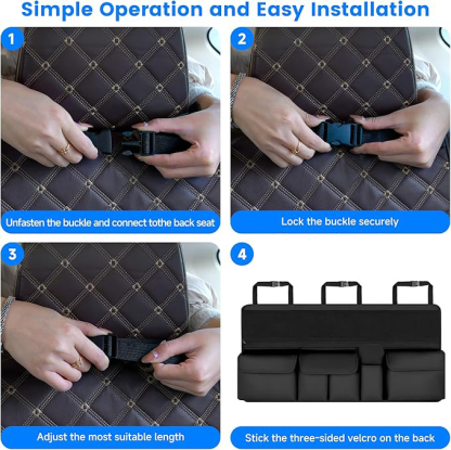 Organisateur Coffre Voiture Rangement avec 9 Poches, Multipurpose Organisateur de Coffre Sacs de Coffre de Voiture Pliables, Tissu Oxford imperméable(105 x 52 cm/noir)