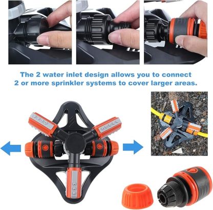 Arroseur de Jardin, Arroseur de Pelouse Automatique Rotatif 360° à 3 Bras Arrosage Irrigation pour Pelouse Jardin Champ