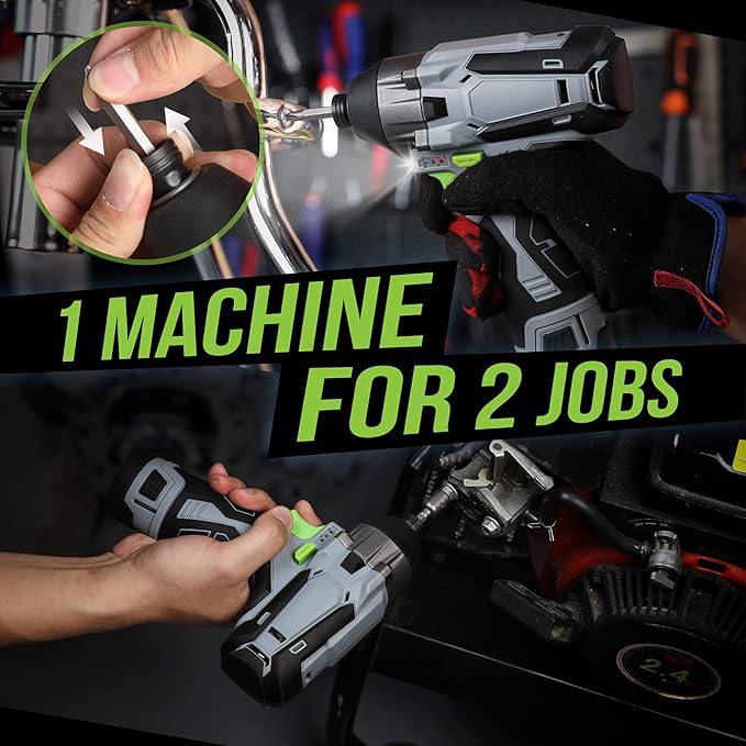  Visseuse à Choc sans Fil 12V avec Batterie 2,0A, Couple de 100N.m, 2000 tr/min, Clé à Choc avec Mandrin à Changement Rapide 6mm et Charge en 1 Heure, Lampe LED, 14 Accessoires et Sac à outils