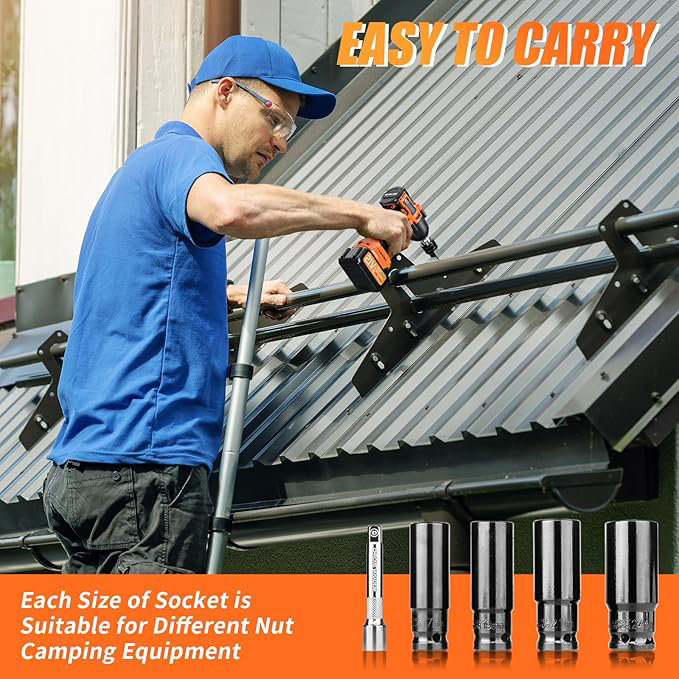 Clé à Chocs Sans Fil Brushless, Couple Maximal 1200 Nm, 1/2" avec Deux Batteries 4,0 Ah, Clé à Chocs Électrique 21V pour Voiture Familiale/Camionnette/Tondeuse