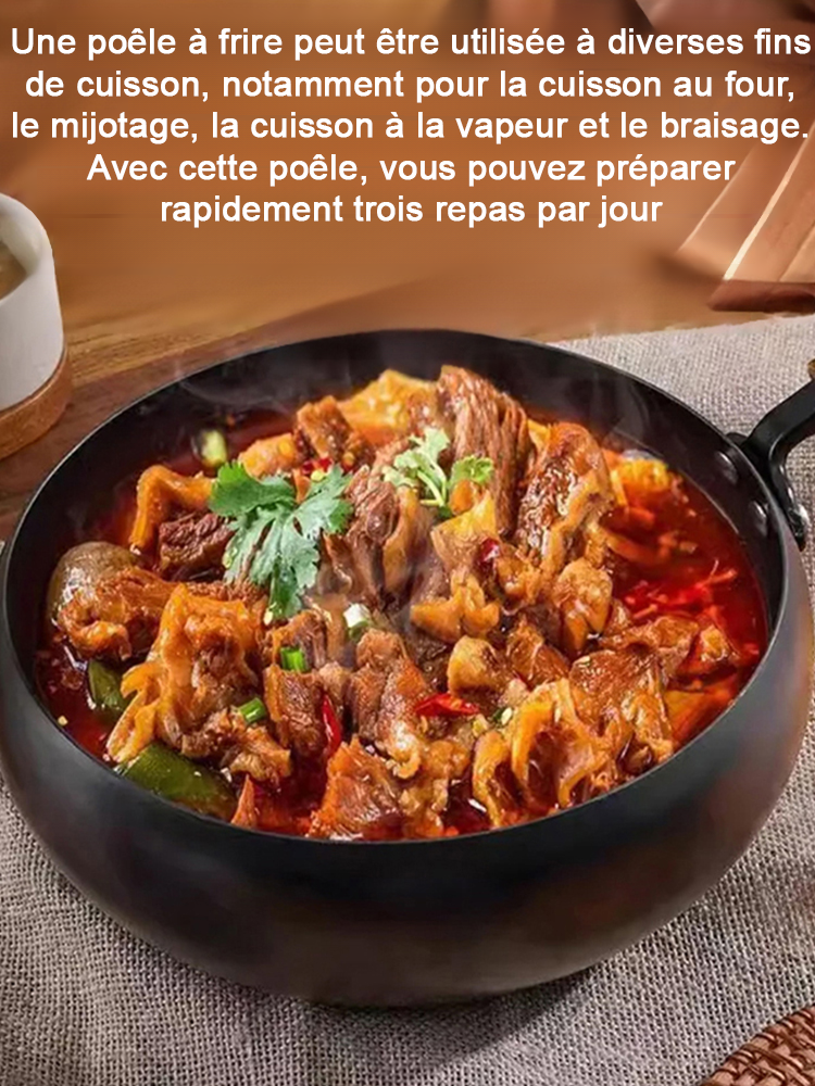 【Fer naturel complémentaire】Pot en fer forgé à la main, non revêtu et antiadhésif 🍳 Durable et résistant à la rouille. La troisième pièce est gratuite !