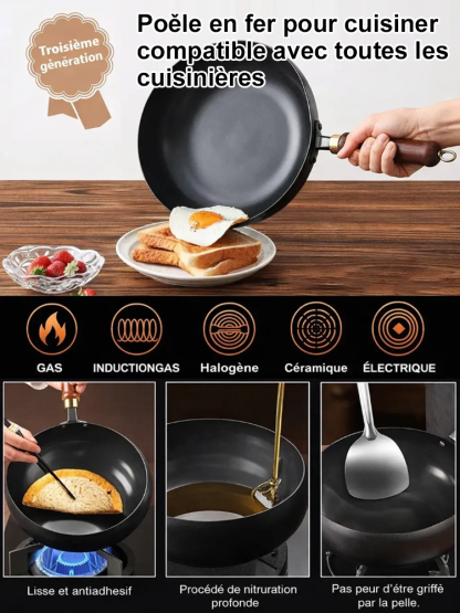 Poêle légère multifonction avec spatule en bois en édition limitée