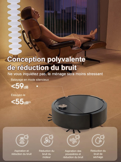 Robot de balayage antibactérien puissant et silencieux