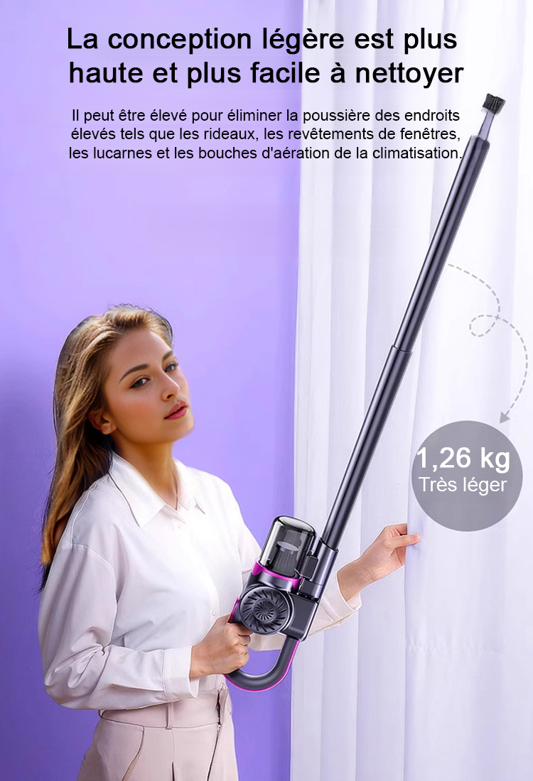 Trois-en-un sans fil avec grande puissance d'aspiration et stérilisation par UV pour éliminer les ac