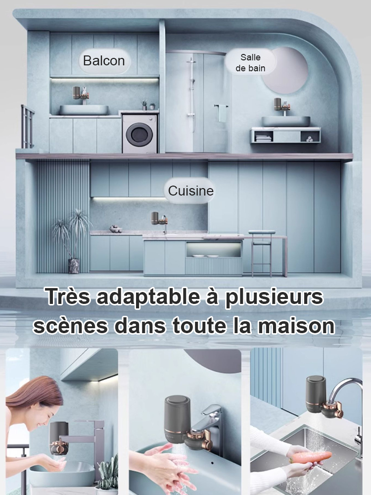 【Sans installation avec filtre offert】Robinet en acier inoxydable avec douchette pour eau potable