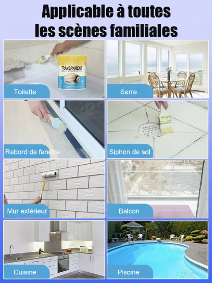 Un seau suffit pour 30 mètres carrés【✨️Garantie d'étanchéité de 50 ans】Adhésif transparent, à séchage rapide et résistant à l'eau