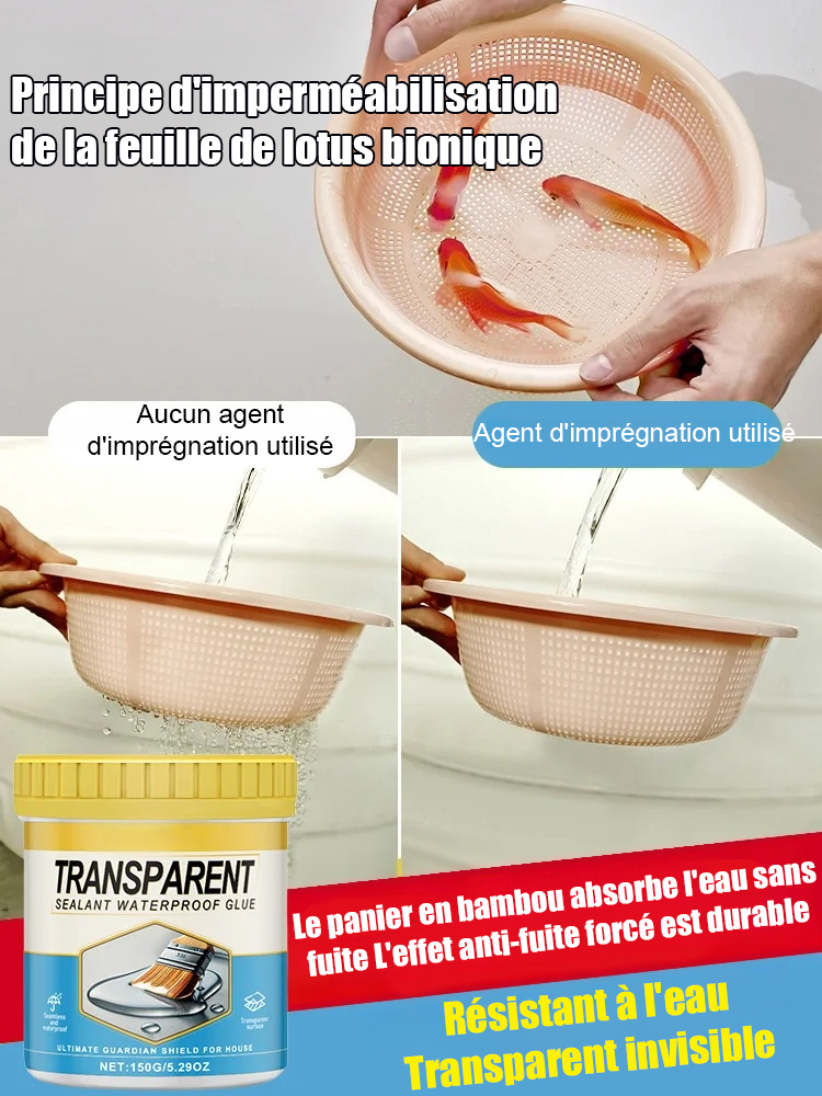 Un seau suffit pour 30 mètres carrés【✨️Garantie d'étanchéité de 50 ans】Adhésif transparent, à séchage rapide et résistant à l'eau
