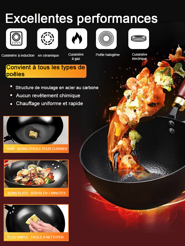 【Fer naturel complémentaire】Pot en fer forgé à la main, non revêtu et antiadhésif 🍳 Durable et résistant à la rouille. La troisième pièce est gratuite !