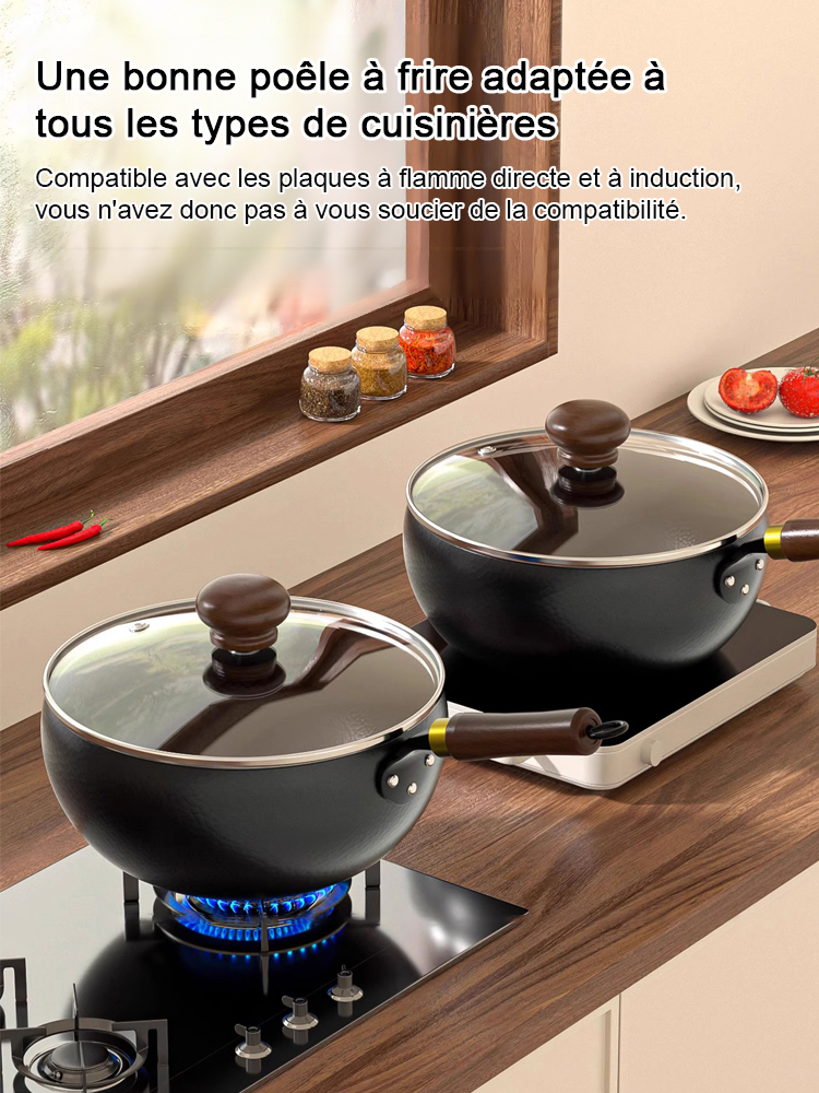 【Fer naturel complémentaire】Pot en fer forgé à la main, non revêtu et antiadhésif 🍳 Durable et résistant à la rouille. La troisième pièce est gratuite !
