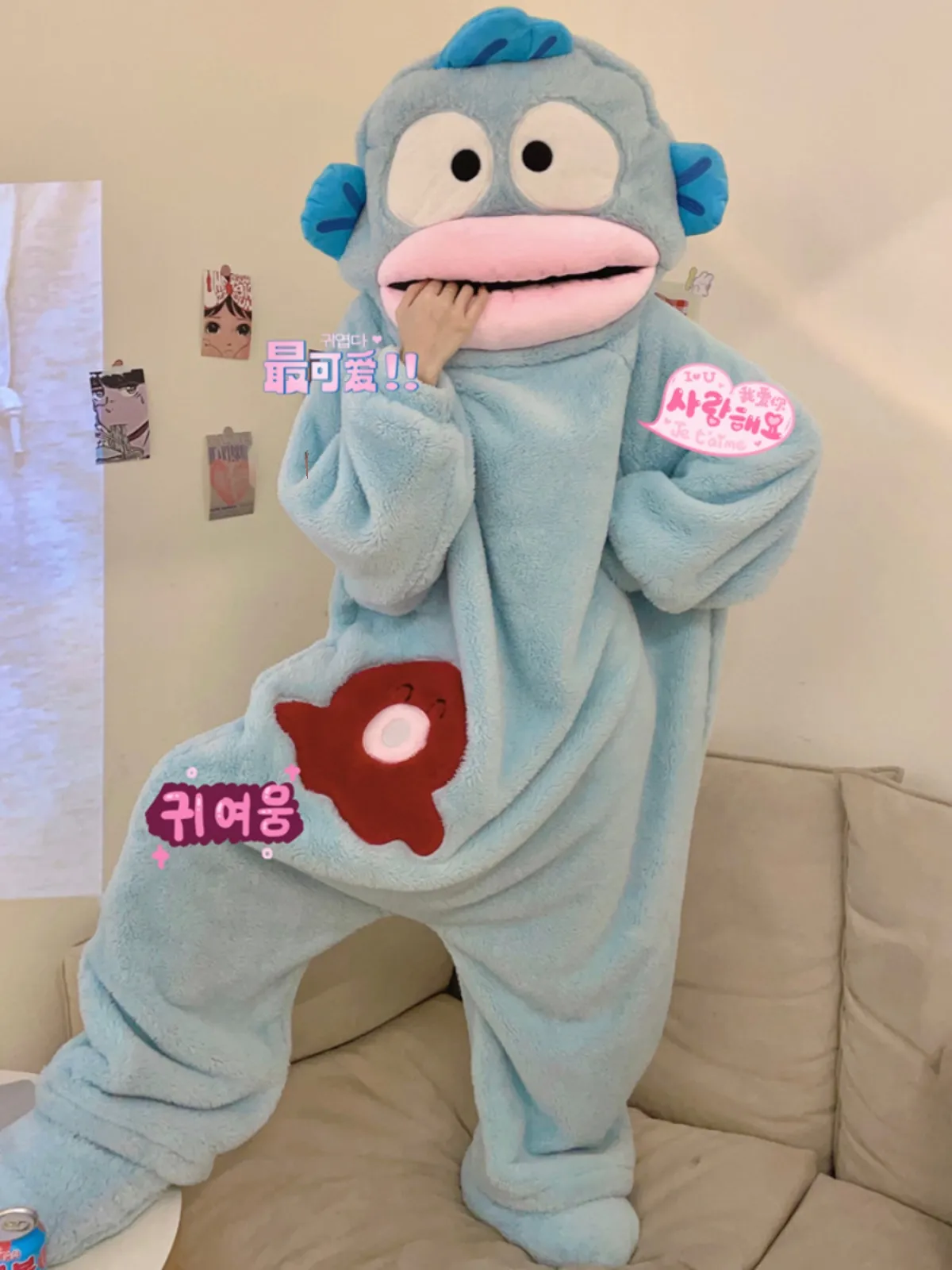 Cute fish one-piece pajamas