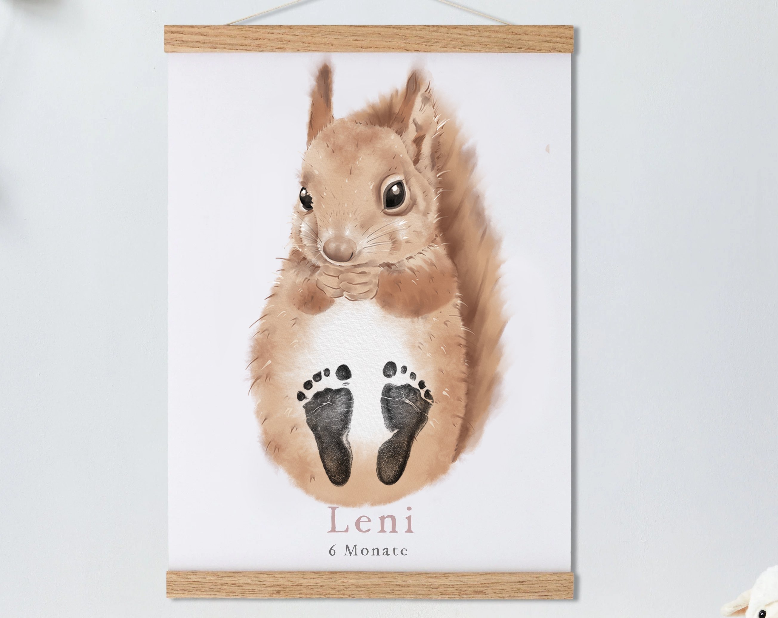 Lovbabe Little Squirrel Baby Footprint Kit | Personalized Keepsake, Mural Nursery Decor & Children's Room Art, Unique Baby Gift Animals, Little Squirrel Christmas Gifts-Lovbabe