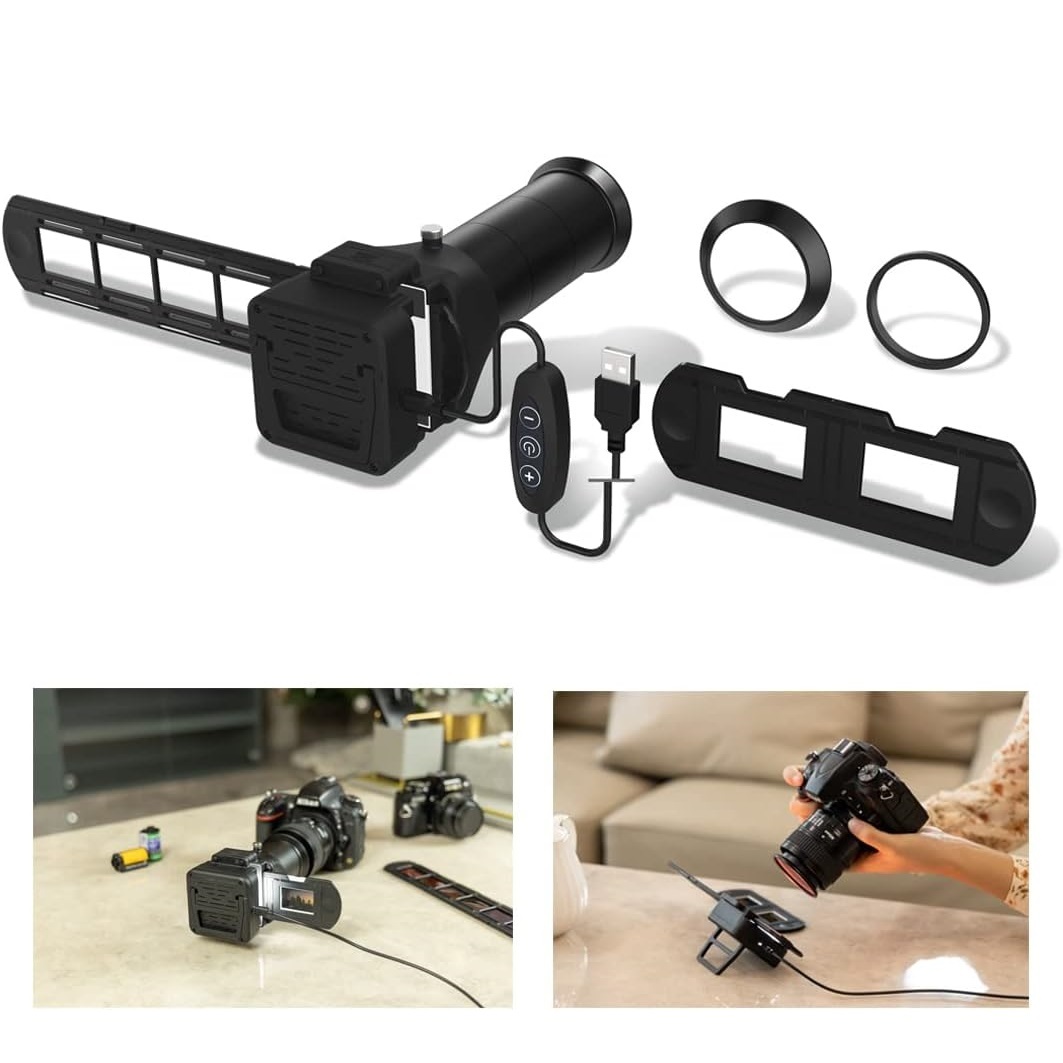 JJC Photo Slide and Film Digitizer Converter with 10-Levels Brightness LED Backlight for 35mm Slide and Negatives Copying Scanning to Digital for Select Canon Nikon Sony Macro Lenses
