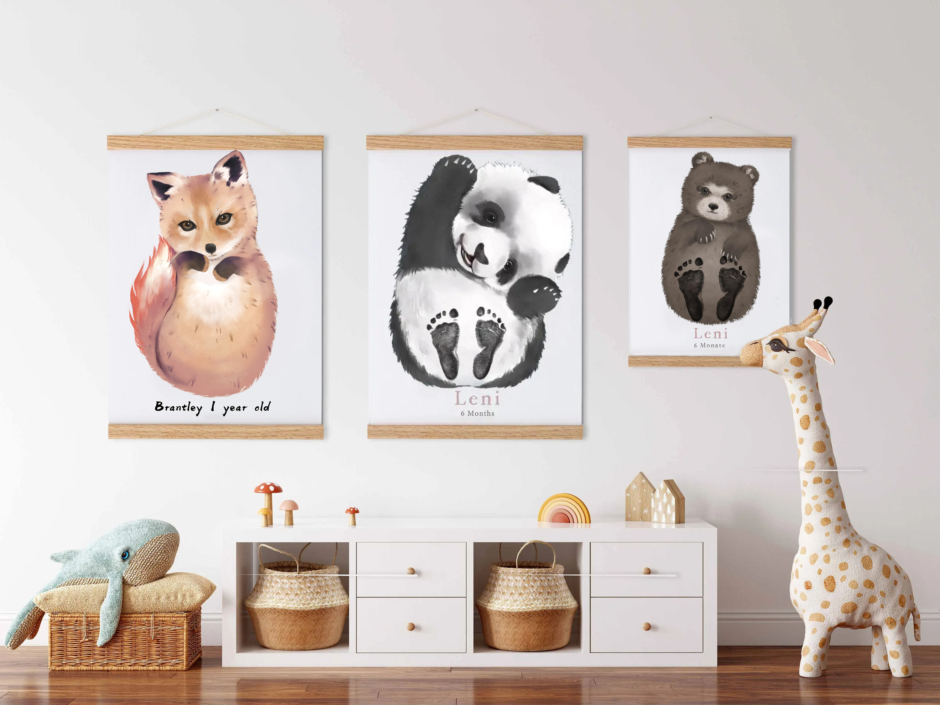 Lovbabe Personalized Baby Footprint Kit - Enthusiastic Panda Design | Perfect Baby Shower Gift, Nursery Decor & Pet Keepsake & Children's Room Animals, Panda Christmas Gifts-Lovbabe