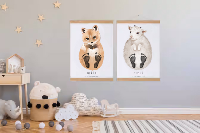 Lovbabe Cute Sheep🐏 Baby Footprint Kit | Personalized Keepsake, Mural Nursery Decor & Children's Room Art, Unique Baby & Pet Gift Animals, Sheep Gift🐾 Christmas Gifts-Lovbabe