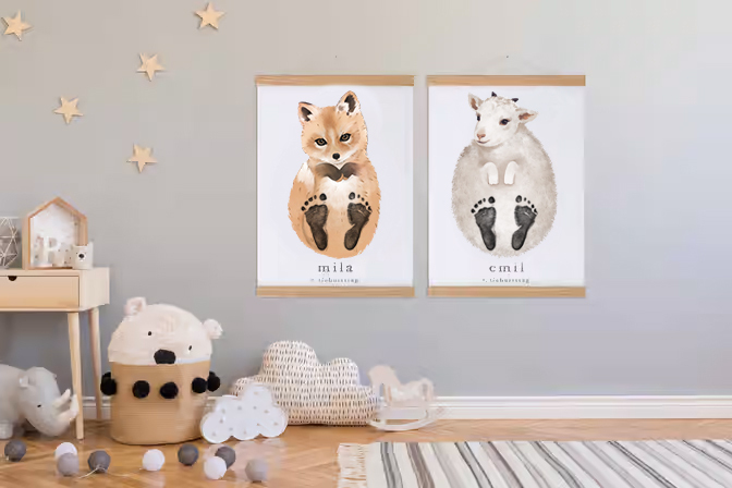 Lovbabe Cute Sheep🐏 Baby Footprint Kit | Personalized Keepsake, Mural Nursery Decor & Children's Room Art, Unique Baby & Pet Gift Animals, Sheep Gift🐾 Christmas Gifts-Lovbabe