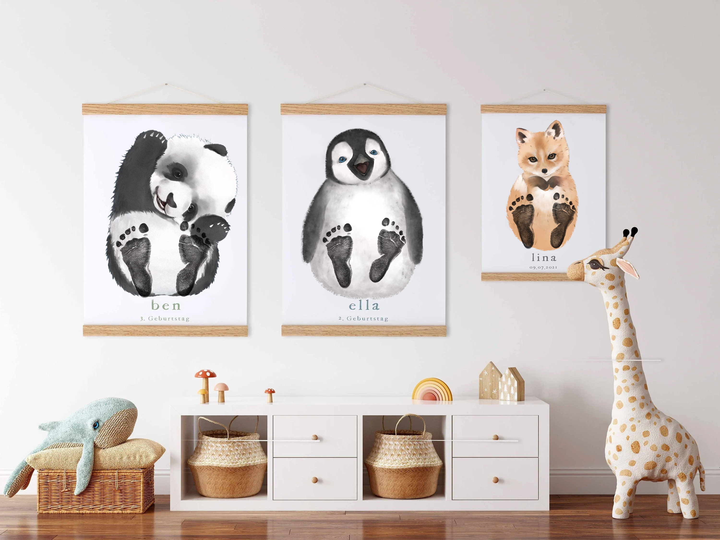 Lovbabe Cute Rabbit,Baby Footprint Kit | Personalized Keepsake, Mural Nursery Decor & Children's Room Art, Unique Hamster Gift Animals,Easter Bunny(Bunny) Christmas Gifts-Lovbabe