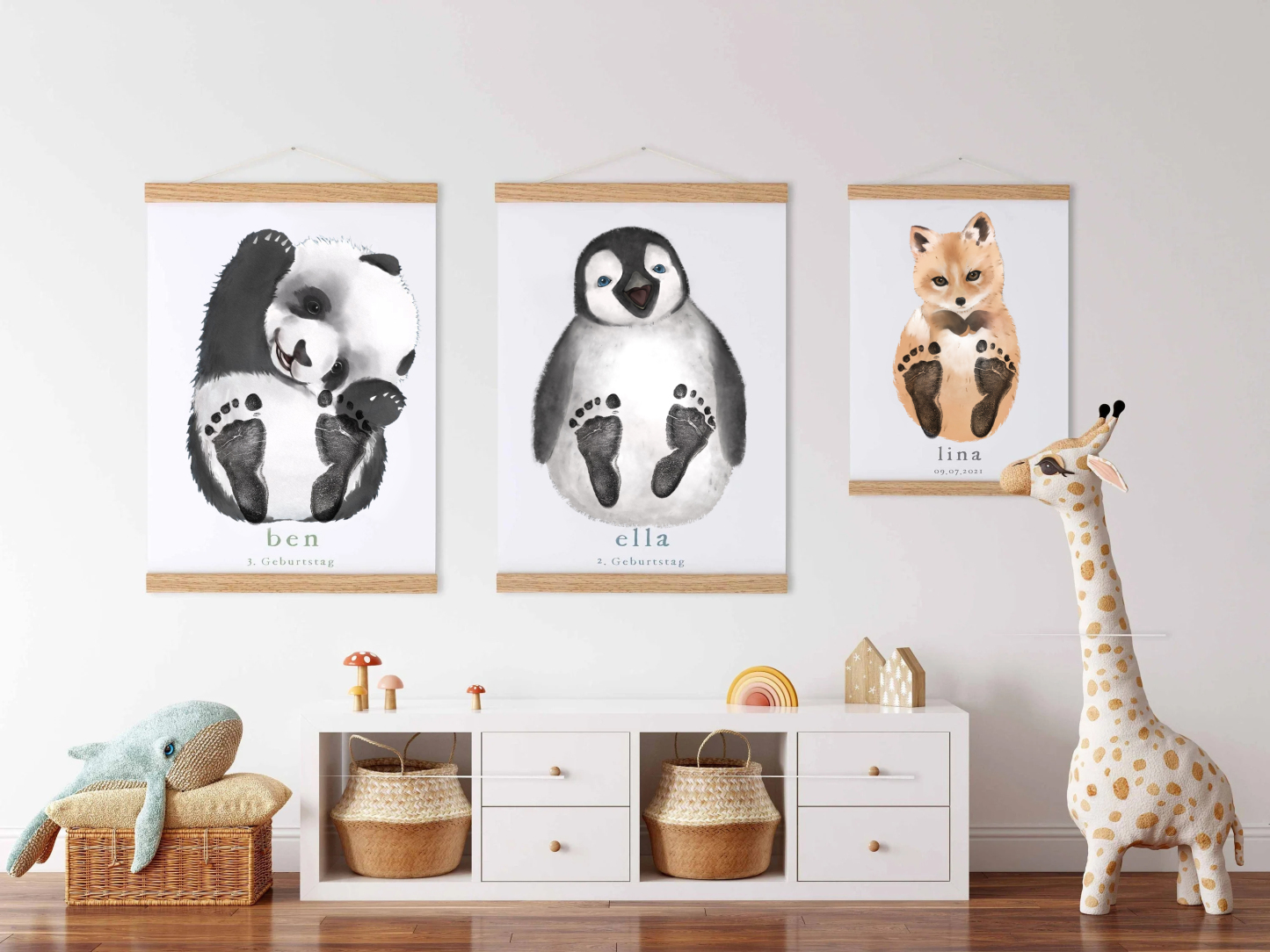 Lovbabe Cute Rabbit,Baby Footprint Kit | Personalized Keepsake, Mural Nursery Decor & Children's Room Art, Unique Hamster Gift Animals,Easter Bunny(Bunny) Christmas Gifts-Lovbabe