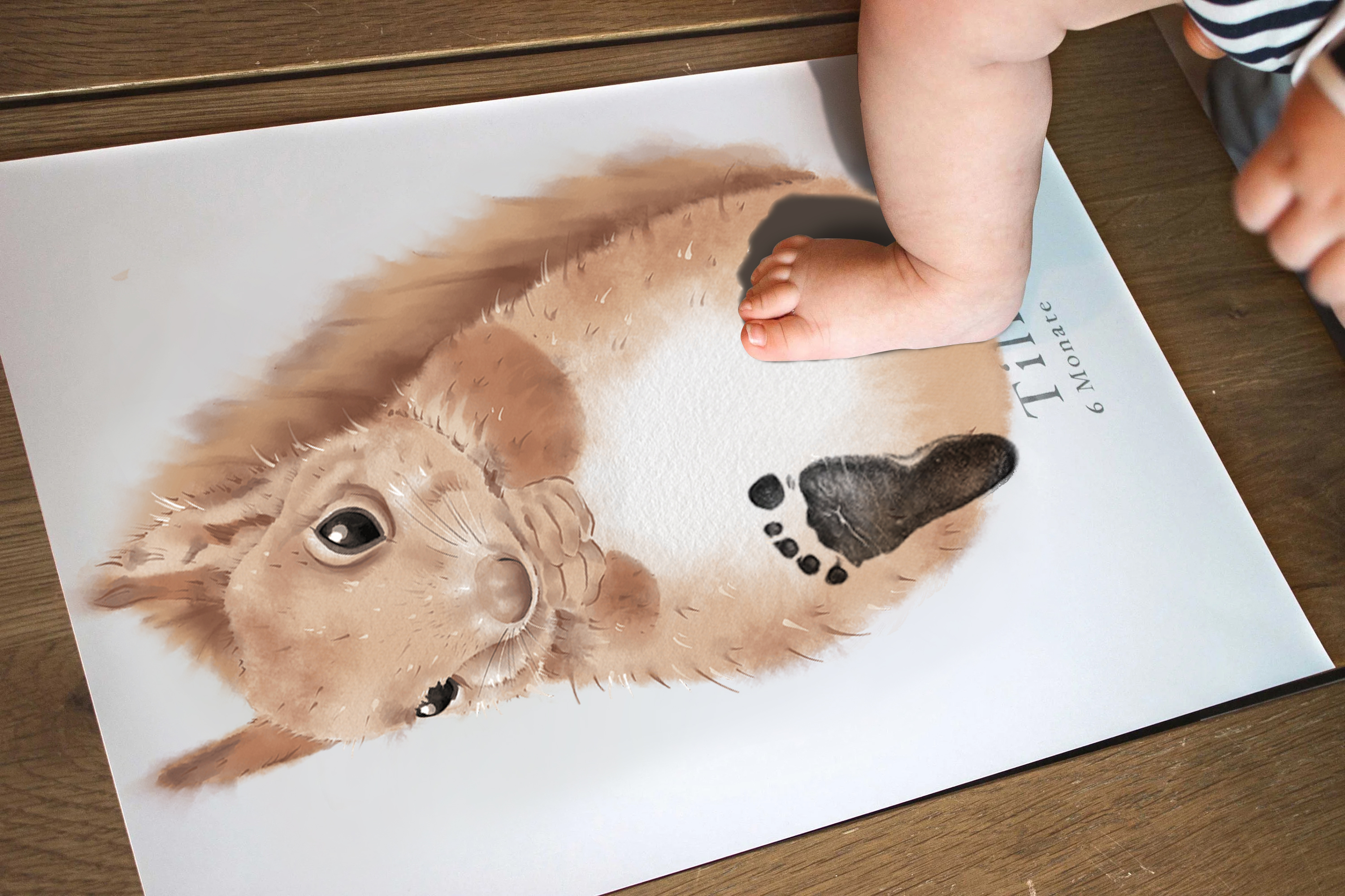 Lovbabe Little Squirrel Baby Footprint Kit | Personalized Keepsake, Mural Nursery Decor & Children's Room Art, Unique Baby Gift Animals, Little Squirrel Christmas Gifts-Lovbabe