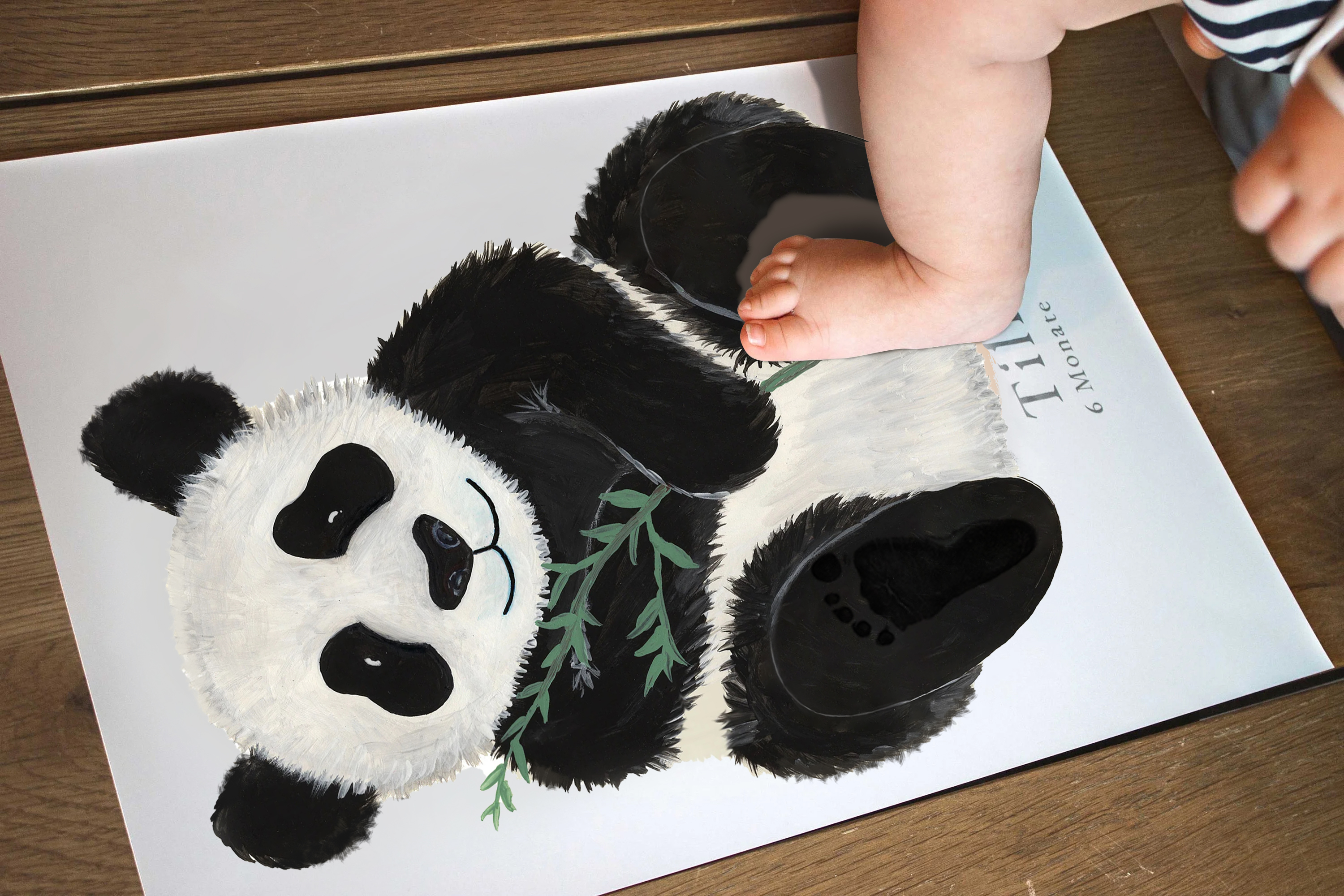 Lovbabe Bamboo Panda Baby Footprint Kit | Personalized Keepsake, Mural Nursery Decor & Children's Room Art, Unique Baby Gift Animals,Bamboo Panda🐼 Christmas Gifts-Lovbabe