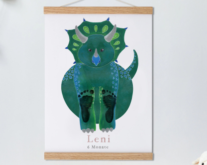 Lovbabe Green Triceratops Baby Footprint Kit | Personalized Keepsake, Mural Nursery Decor & Children's Room Art Animals Unique Baby & Pet Gift🐾 Christmas Gifts-Lovbabe