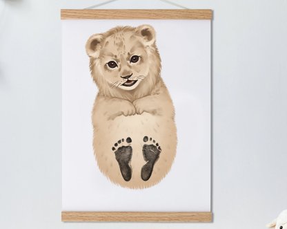 Lovbabe Little Lion Baby Footprint Kit | Personalized Keepsake, Mural Nursery Decor & Children's Room Art, Unique Baby Gift👣 Christmas Gifts-Lovbabe