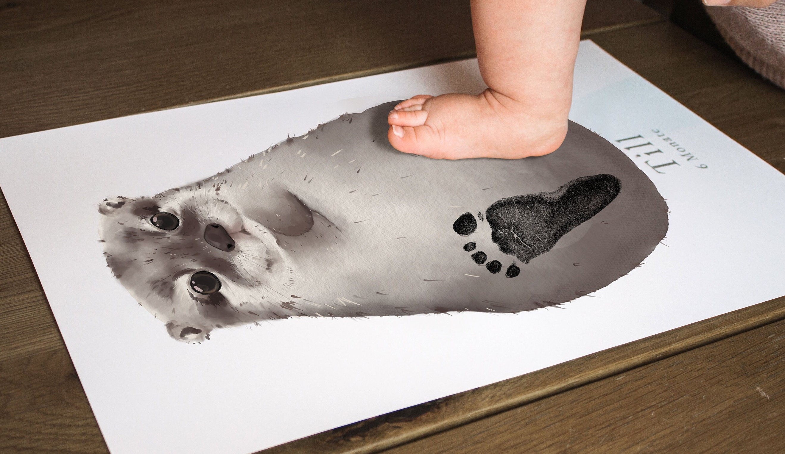 Lovbabe Otter Baby Footprint Kit | Personalized Keepsake, Mural Nursery Decor & Children's Room Art, Unique Baby & Pet Gift Animals, Otter Baby Christmas Gifts-Lovbabe