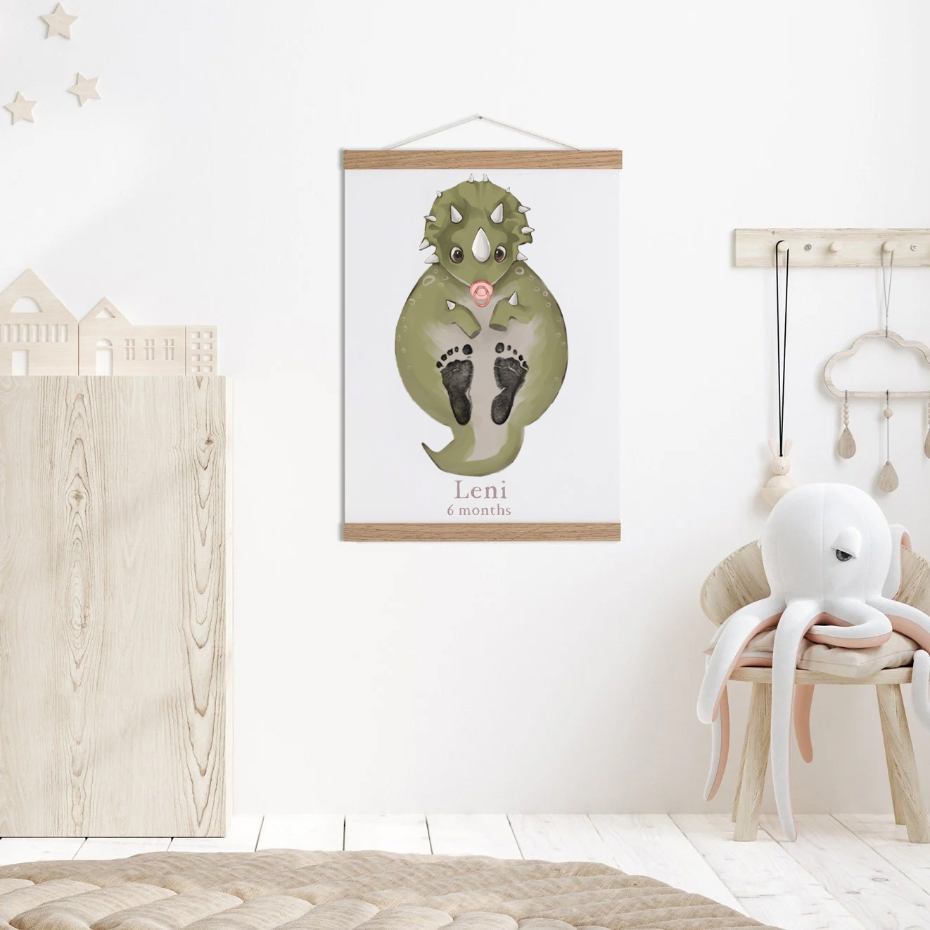 Lovbabe Green Dinosaur Baby Footprint Kit | Personalized Keepsake, Mural Nursery Decor & Children's Room Art, Unique Baby & Pet Gift Animals, Green Dinosaur🐾 Christmas Gifts-Lovbabe