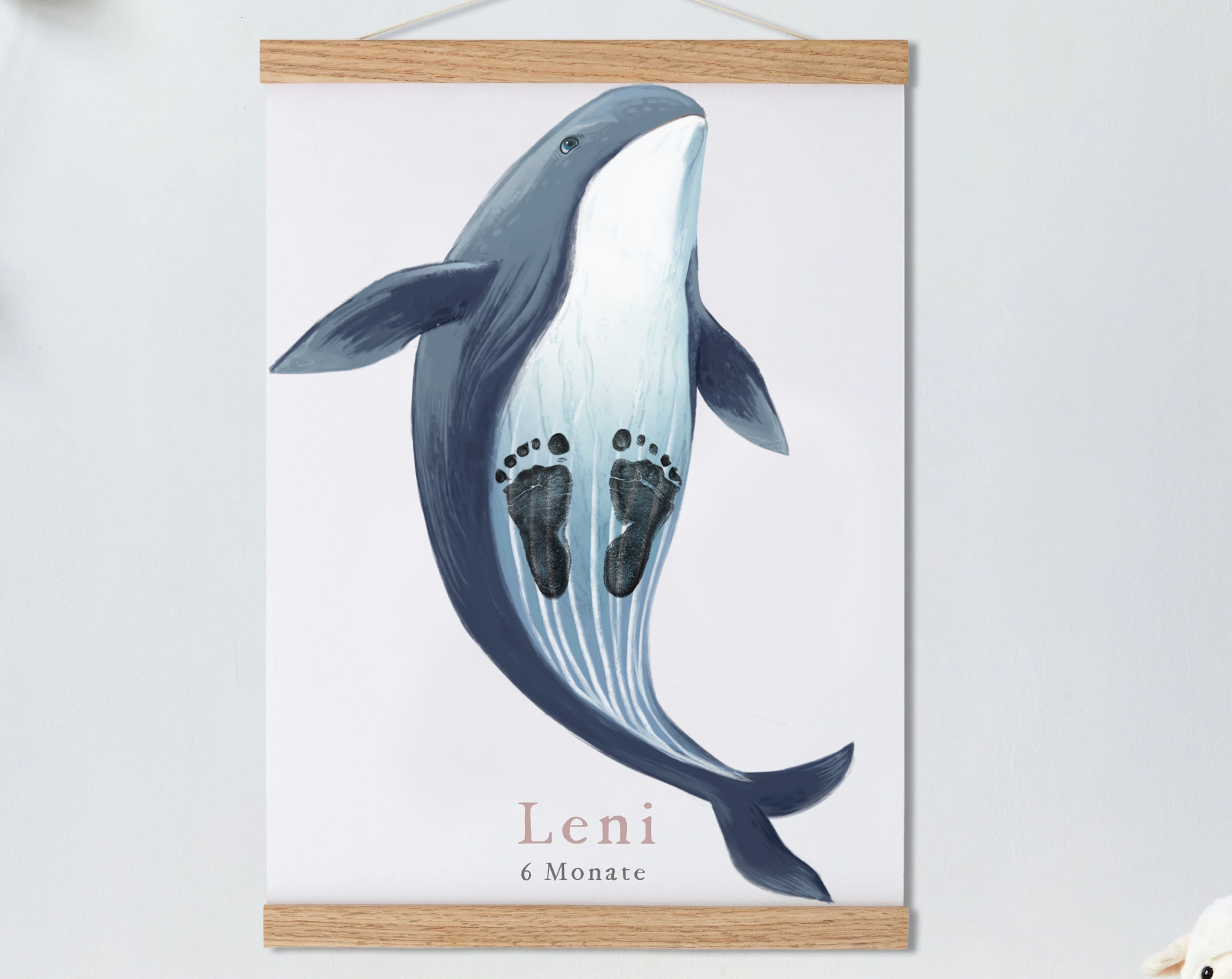 Lovbabe Overlord Blue Whale 🦈Baby Footprint Kit | Personalized Keepsake, Mural Nursery Decor & Children's Room Art, Unique Baby & Pet Gift Animals, Blue Whale🐾 Christmas Gifts-Lovbabe