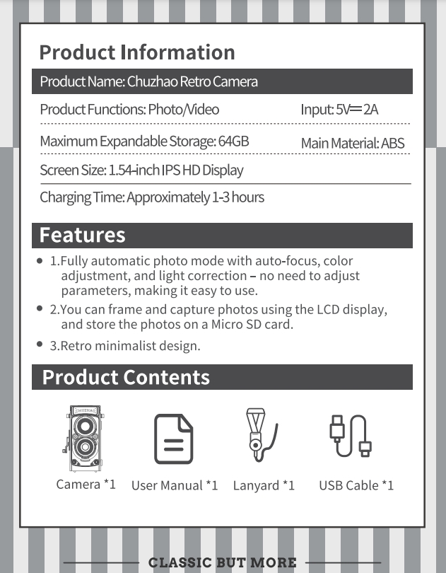 Samsend chuzhao Mini Retro Digital Photography TLR Camera 24MP  English version of the electronic manual