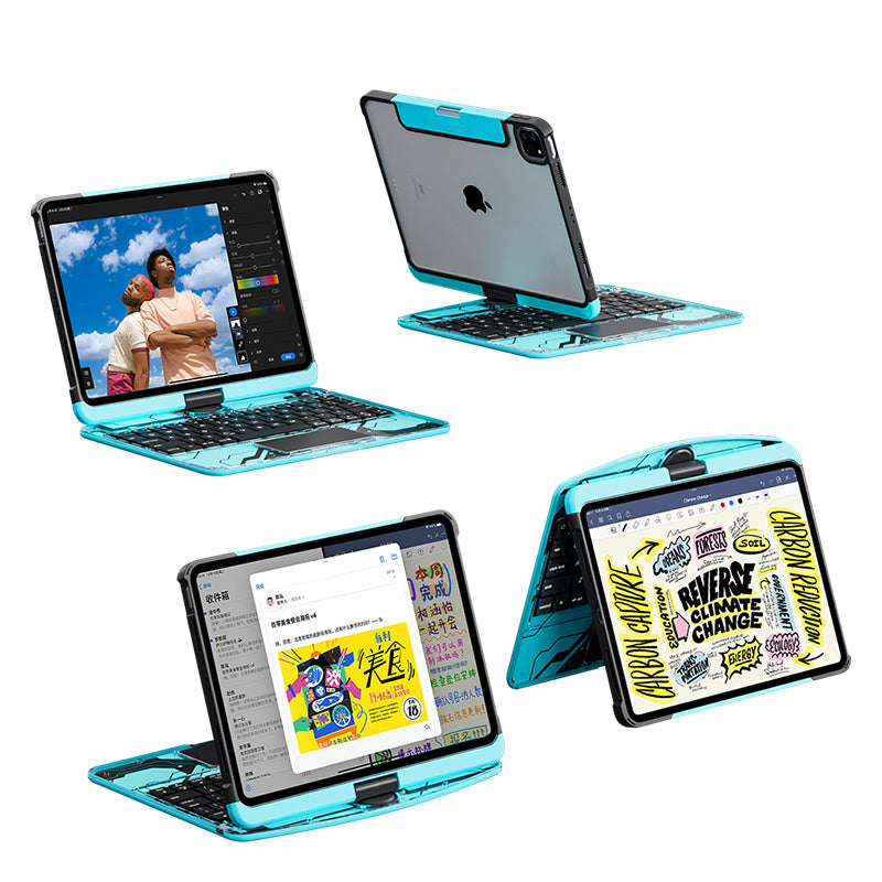 10.2" iPad (7/8/9) Gen Transparent 360° iPad Keyboard Case