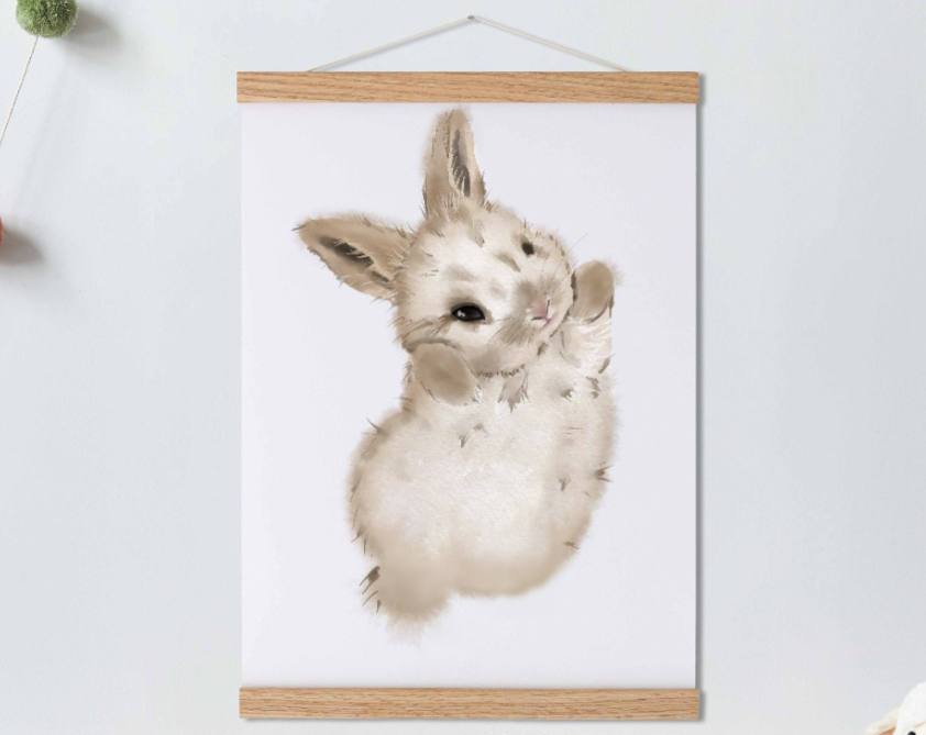 Lovbabe Hugging Rabbit Baby Footprint Kit | Personalized Keepsake, Mural Nursery Decor & Children's Room Art, Easter Bunny Gift Animals, Easter Bunny(Bunny) Christmas Gifts-Lovbabe