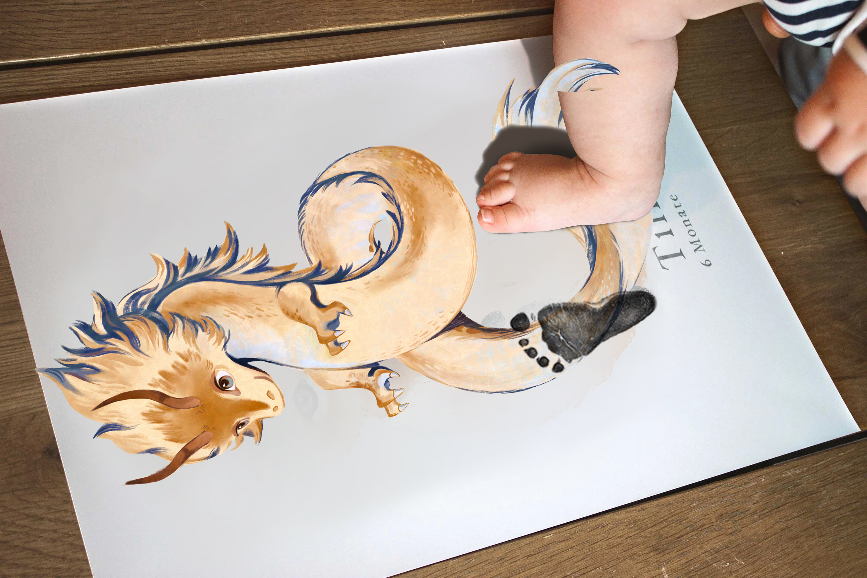 Lovbabe Dragon🐲Baby Footprint Kit | Personalized Keepsake, Mural Nursery Decor & Children's Room Art, Unique Baby Gift Animals,Dragon🐲 Christmas Gifts-Lovbabe