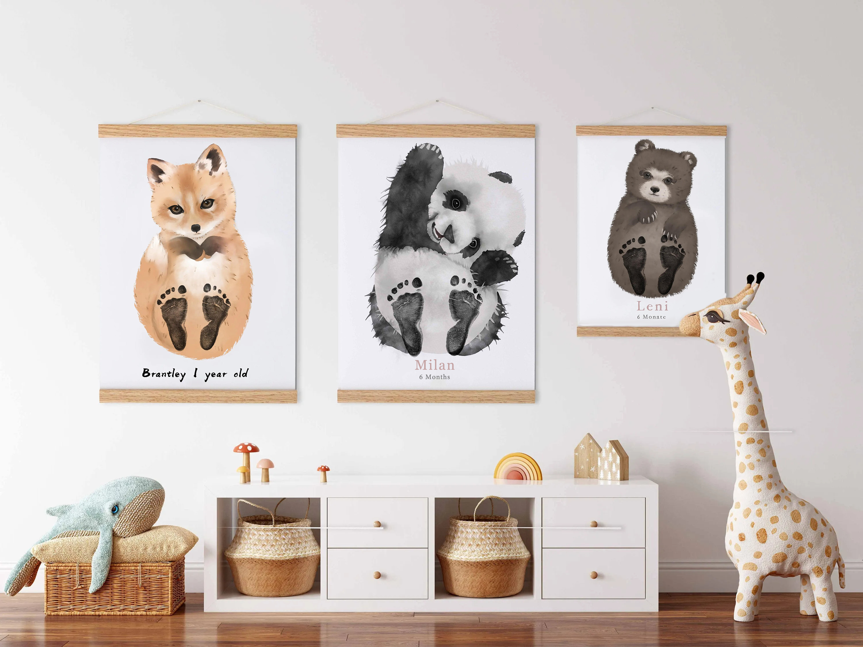 Lovbabe Panda Baby Footprint Kit | Personalized Keepsake, Mural Nursery Decor & Children's Room Art, Unique Baby & Pet Gift Animals, Panda Christmas Gifts-Lovbabe