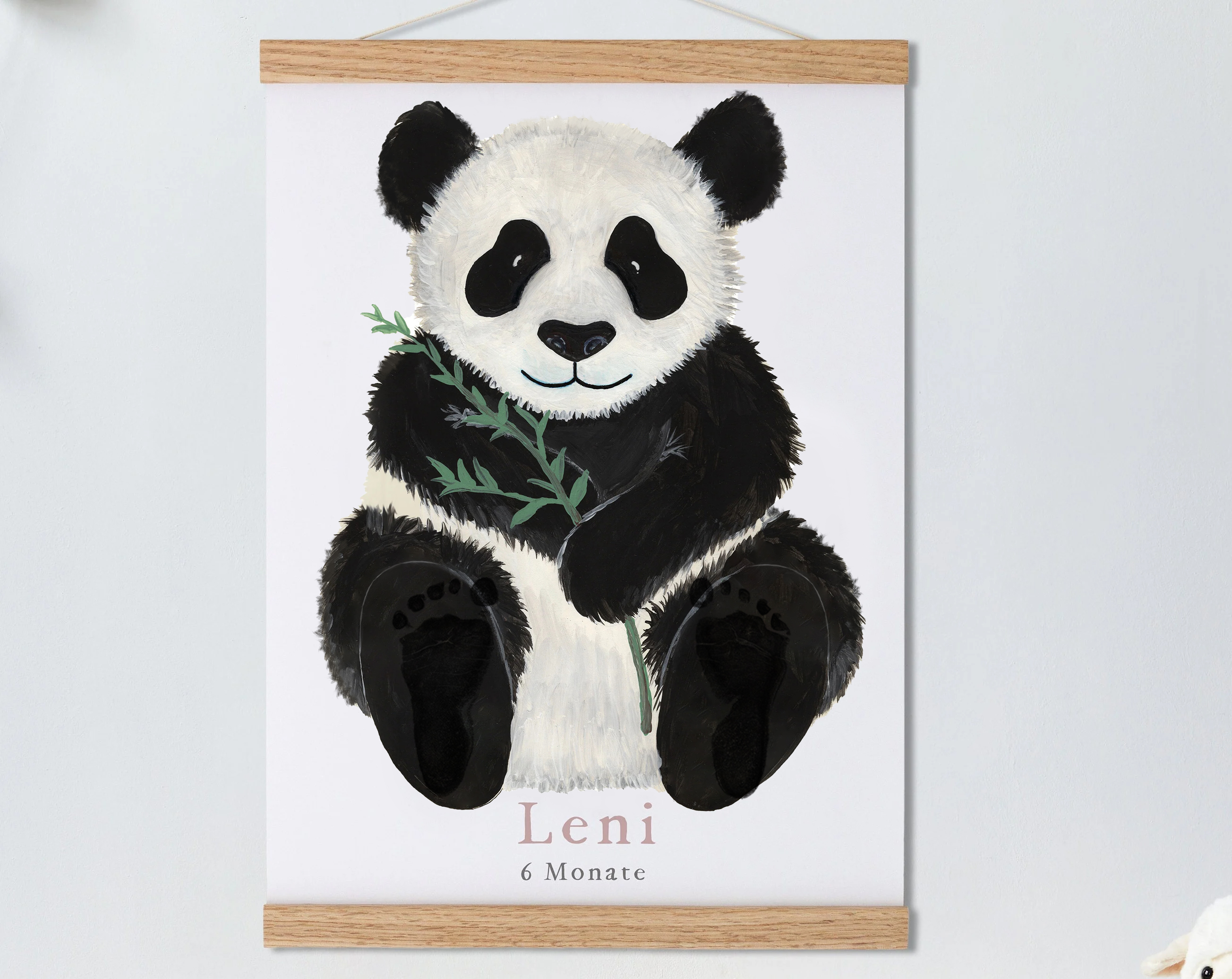 Lovbabe Bamboo Panda Baby Footprint Kit | Personalized Keepsake, Mural Nursery Decor & Children's Room Art, Unique Baby Gift Animals,Bamboo Panda🐼 Christmas Gifts-Lovbabe