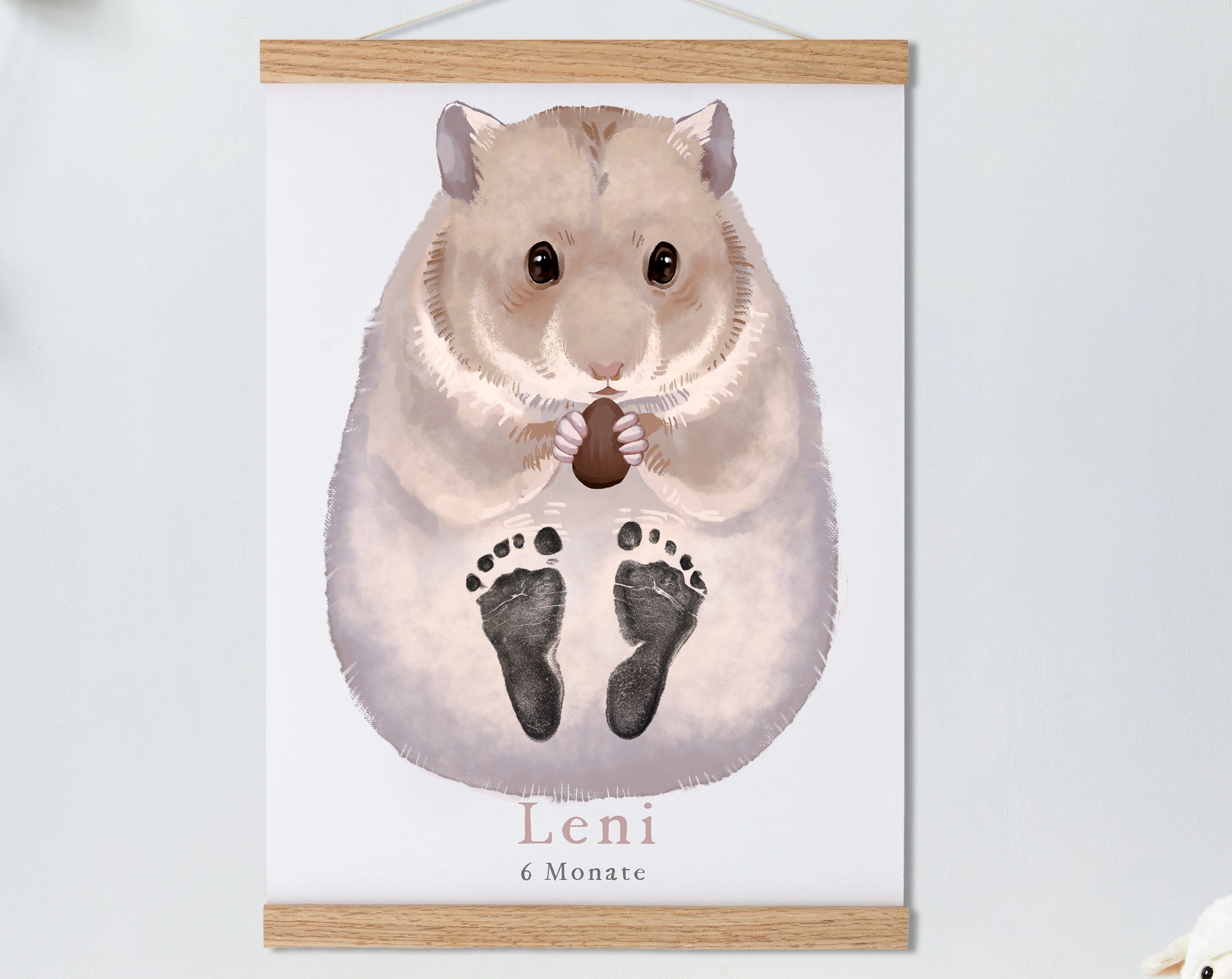 Lovbabe Hamster Baby Footprint Kit | Personalized Keepsake, Mural Nursery Decor & Children's Room Art, Unique Hamster Gift Animals, Hamster(Moose) Christmas Gifts-Lovbabe