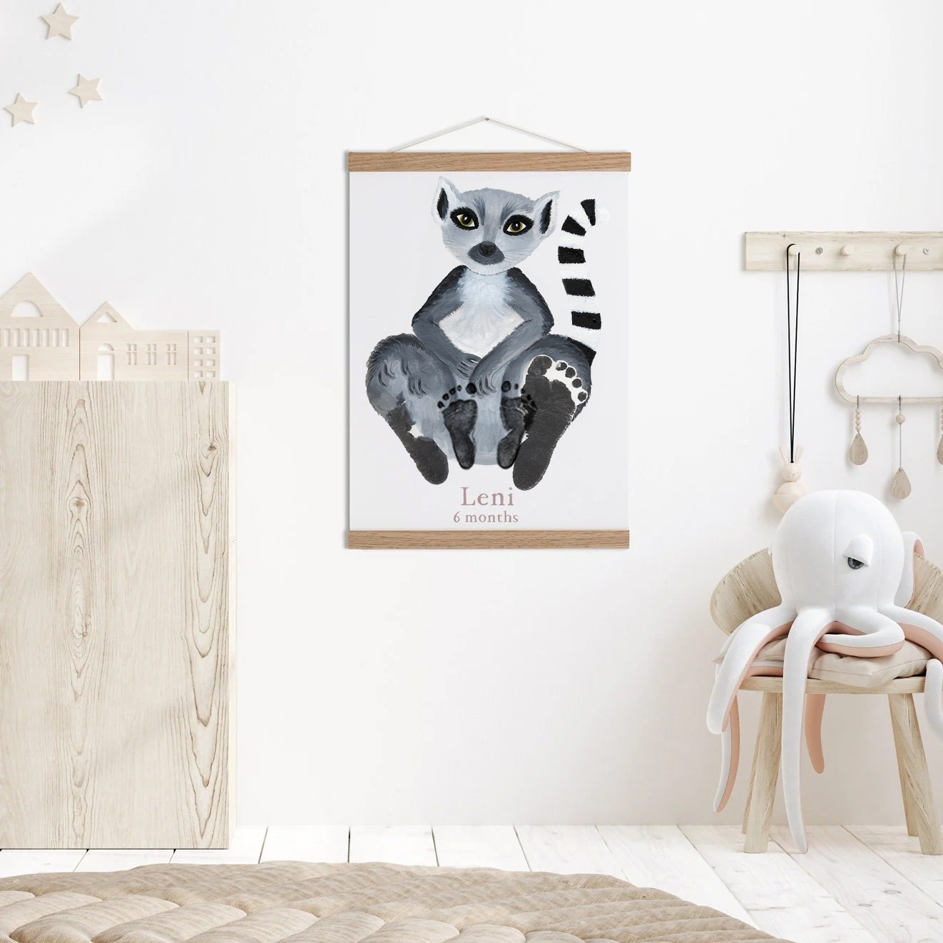 Lovbabe Lemur 🐵 Baby Footprint Kit | Personalized Keepsake, Mural Nursery Decor & Children's Room Art, Unique Baby & Pet Gift Animals,Lemur🐵 Christmas Gifts-Lovbabe