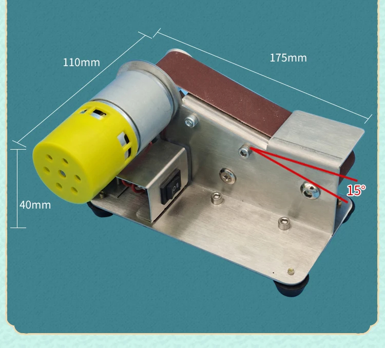 Micro 15 degree multifunctional small mini electric belt sander polishing machine woodworking polishing tool